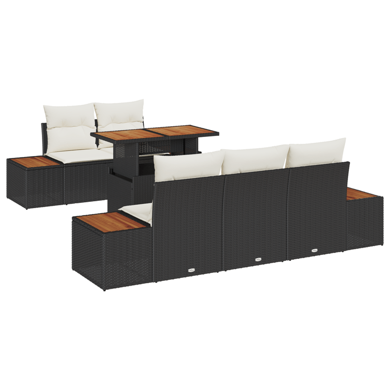 Casa si Gradina - Gradina si terasa - Mobilier exterior - Seturi mobila gradina - Set de Sofa  6 Piese cu Perne in Ratan Poli Negru - Infinity.ro