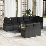 Casa si Gradina - Gradina si terasa - Mobilier exterior - Canapele si fotolii gradina - Set canapea gradina  9 piese cu perne Negru Poliratan Acacia - Infinity.ro