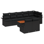 Casa si Gradina - Gradina si terasa - Mobilier exterior - Canapele si fotolii gradina - Set canapea gradina  9 piese cu perne Negru Poliratan Acacia - Infinity.ro