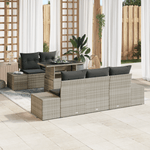 Casa si Gradina - Gradina si terasa - Mobilier exterior - Canapele si fotolii gradina - Set de canapele pentru gradina 6 piese cu perne gri deschis din poliratan - Infinity.ro