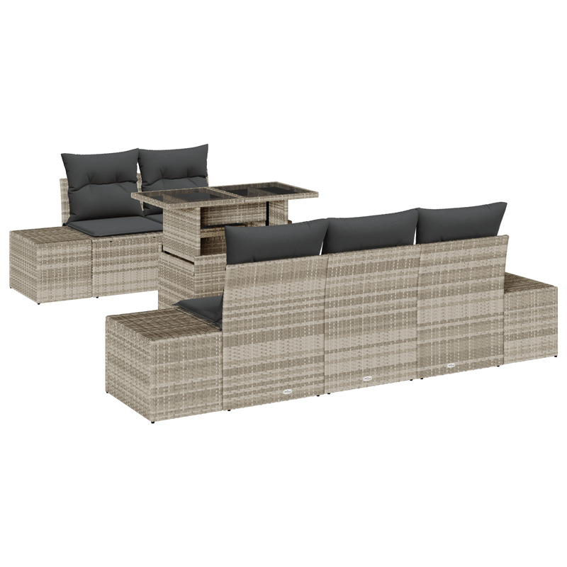 Casa si Gradina - Gradina si terasa - Mobilier exterior - Canapele si fotolii gradina - Set de canapele pentru gradina 6 piese cu perne gri deschis din poliratan - Infinity.ro