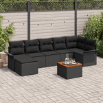 Casa si Gradina - Gradina si terasa - Mobilier exterior - Canapele si fotolii gradina - Set de Canapea pentru Gradina  cu 8 Piese si Perne Negru Rattan Polimerizat Acacia - Infinity.ro