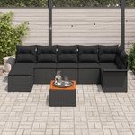 Casa si Gradina - Gradina si terasa - Mobilier exterior - Canapele si fotolii gradina - Set de Canapea pentru Gradina  cu 8 Piese si Perne Negru Rattan Polimerizat Acacia - Infinity.ro