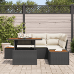 Casa si Gradina - Gradina si terasa - Mobilier exterior - Canapele si fotolii gradina - Set de Canapea de Gradina  cu 5 Piese si Perne Negru Ratan Poli - Infinity.ro