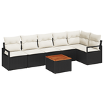Casa si Gradina - Gradina si terasa - Mobilier exterior - Canapele si fotolii gradina - Set de canapea pentru gradina 7 piese cu perne Negru Poliratan Acacia - Infinity.ro