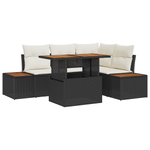 Casa si Gradina - Gradina si terasa - Mobilier exterior - Canapele si fotolii gradina - Set de Canapea de Gradina  cu 5 Piese si Perne Negru Ratan Poli - Infinity.ro