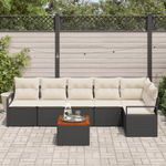 Casa si Gradina - Gradina si terasa - Mobilier exterior - Canapele si fotolii gradina - Set de canapea pentru gradina 7 piese cu perne Negru Poliratan Acacia - Infinity.ro