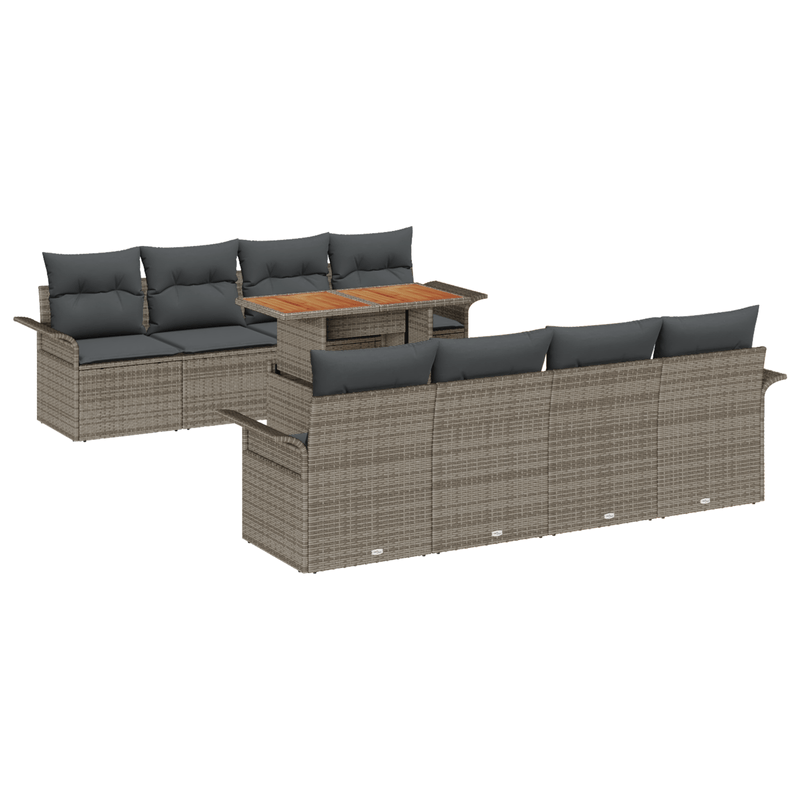 Casa si Gradina - Gradina si terasa - Mobilier exterior - Canapele si fotolii gradina - Set Canapea de Gradina  cu 9 Piese si Perne Gri - Infinity.ro