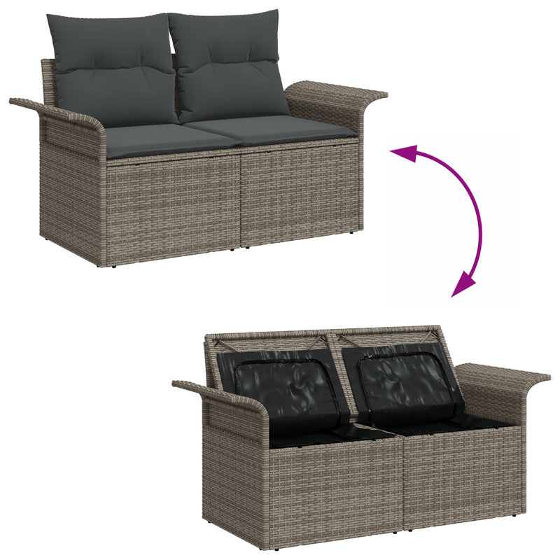 Casa si Gradina - Gradina si terasa - Mobilier exterior - Canapele si fotolii gradina - Set Canapea Gradina  11 Piese cu Perne Gri Poliratan - Infinity.ro