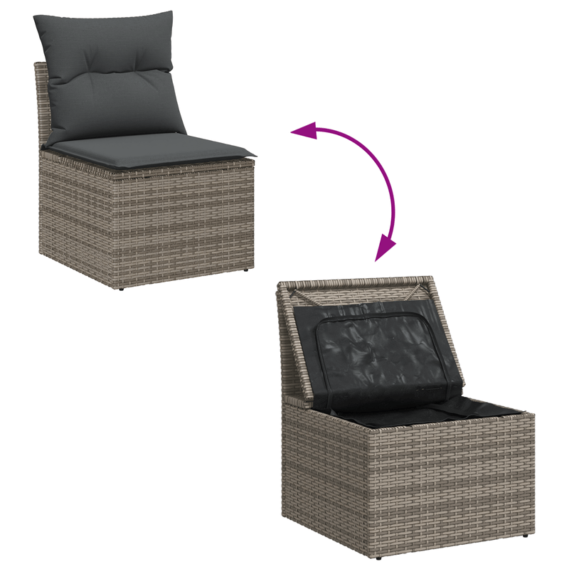 Casa si Gradina - Gradina si terasa - Mobilier exterior - Canapele si fotolii gradina - Set Canapea Gradina  11 Piese cu Perne Gri Poliratan - Infinity.ro
