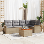 Casa si Gradina - Gradina si terasa - Mobilier exterior - Canapele si fotolii gradina - Set de Sofa  cu 6 Piese pentru Gradina cu Pernite Bej din Poliratan Acacia - Infinity.ro
