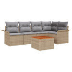 Casa si Gradina - Gradina si terasa - Mobilier exterior - Canapele si fotolii gradina - Set de Sofa  cu 6 Piese pentru Gradina cu Pernite Bej din Poliratan Acacia - Infinity.ro