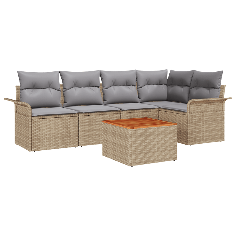 Casa si Gradina - Gradina si terasa - Mobilier exterior - Canapele si fotolii gradina - Set de Sofa  cu 6 Piese pentru Gradina cu Pernite Bej din Poliratan Acacia - Infinity.ro