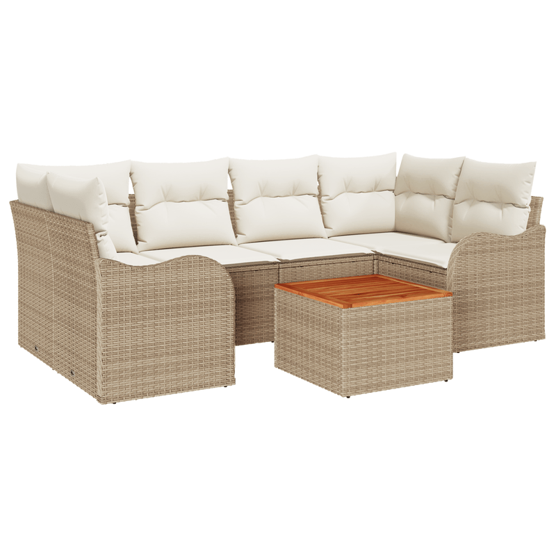 Casa si Gradina - Gradina si terasa - Mobilier exterior - Canapele si fotolii gradina - Set canapea gradina  cu perne Bej Ratan Poli Acacia - Infinity.ro