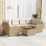 Casa si Gradina - Gradina si terasa - Mobilier exterior - Canapele si fotolii gradina - Set canapea gradina  cu perne Bej Ratan Poli Acacia - Infinity.ro
