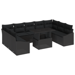 Casa si Gradina - Gradina si terasa - Mobilier exterior - Canapele si fotolii gradina - Set de canapea pentru gradina , 10 piese, cu perne, negru, poliratan - Infinity.ro