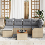 Casa si Gradina - Gradina si terasa - Mobilier exterior - Canapele si fotolii gradina - Set de Canapea pentru Gradina cu 7 Piese si Pernute Bej din Ratan Acacia - Infinity.ro