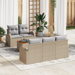 Casa si Gradina - Gradina si terasa - Mobilier exterior - Canapele si fotolii gradina - Set Canapea Gradina  cu 6 Piese si Perne Bej Ratan Poliester - Infinity.ro