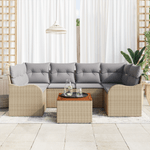 Casa si Gradina - Gradina si terasa - Mobilier exterior - Canapele si fotolii gradina - Setul de Sofa pentru Gradina  din 7 Piese cu Perne Bej Poliratan Acacia - Infinity.ro