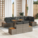 Casa si Gradina - Gradina si terasa - Mobilier exterior - Canapele si fotolii gradina - Set de canapea de gradina cu 9 piese cu perne gri din poliratan - Infinity.ro