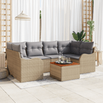 Casa si Gradina - Gradina si terasa - Mobilier exterior - Canapele si fotolii gradina - Setul de Sofa pentru Gradina  din 7 Piese cu Perne Bej Poliratan Acacia - Infinity.ro