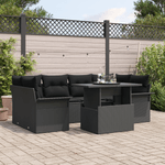 Casa si Gradina - Gradina si terasa - Mobilier exterior - Canapele si fotolii gradina - Set Canapea Gradina  7 Piese cu Perne Poliratan Negru - Infinity.ro