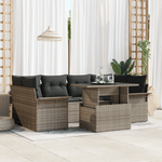 Casa si Gradina - Gradina si terasa - Mobilier exterior - Canapele si fotolii gradina - Set canapele de gradina  cu 7 piese si perne Gri Ratan Poli - Infinity.ro