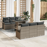 Casa si Gradina - Gradina si terasa - Mobilier exterior - Canapele si fotolii gradina - Set de canapea gradina  7 piese cu perne gri din ratan poli - Infinity.ro