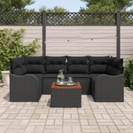 Casa si Gradina - Gradina si terasa - Mobilier exterior - Canapele si fotolii gradina - Set canapea de gradina  de 7 piese cu perne Negru Ratan poli Acacia - Infinity.ro