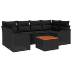 Casa si Gradina - Gradina si terasa - Mobilier exterior - Canapele si fotolii gradina - Set canapea de gradina  de 7 piese cu perne Negru Ratan poli Acacia - Infinity.ro