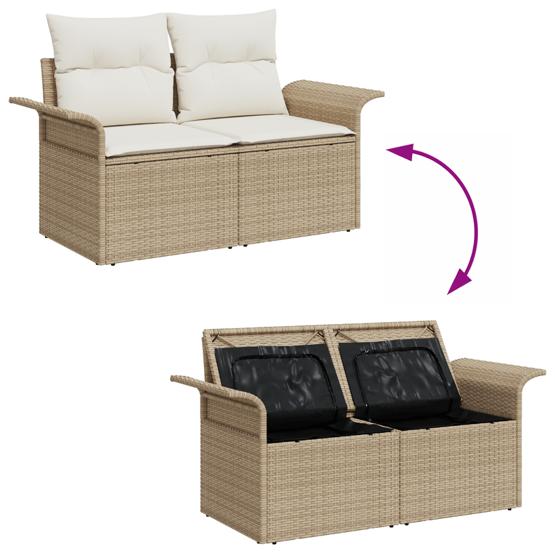 Casa si Gradina - Gradina si terasa - Mobilier exterior - Canapele si fotolii gradina - Set Canapea Gradina  de 9 Piese cu Perne Bej din Ratan Polimeric - Infinity.ro