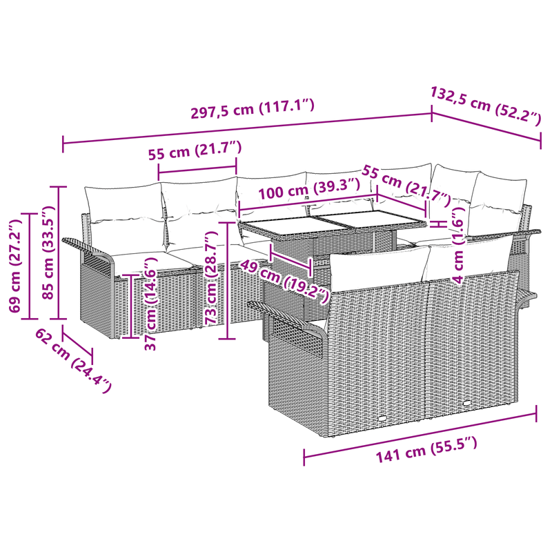 Casa si Gradina - Gradina si terasa - Mobilier exterior - Canapele si fotolii gradina - Set Canapea Gradina  de 9 Piese cu Perne Bej din Ratan Polimeric - Infinity.ro