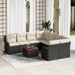 Casa si Gradina - Gradina si terasa - Mobilier exterior - Canapele si fotolii gradina - Set Canapea Gradina  9 Piese Perne Negru Ratan Polimerizat Acacia - Infinity.ro
