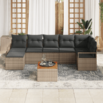 Casa si Gradina - Gradina si terasa - Mobilier exterior - Canapele si fotolii gradina - Set canapea gradina  9 piese cu perne gri din poliratan si lemn de acacia - Infinity.ro