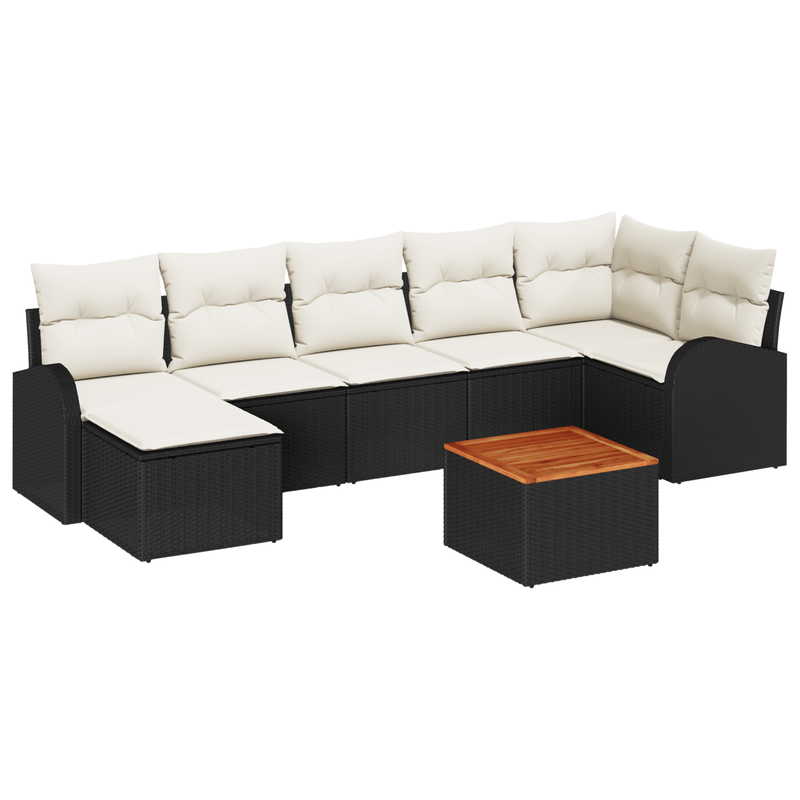 Casa si Gradina - Gradina si terasa - Mobilier exterior - Canapele si fotolii gradina - Set de canapele de gradina  8 piese cu perne Negru Poli Ratan Acacia - Infinity.ro