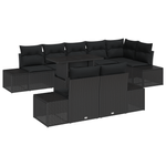 Casa si Gradina - Gradina si terasa - Mobilier exterior - Canapele si fotolii gradina - Set de canapele de gradina din 9 piese cu perne din poliratan negru - Infinity.ro