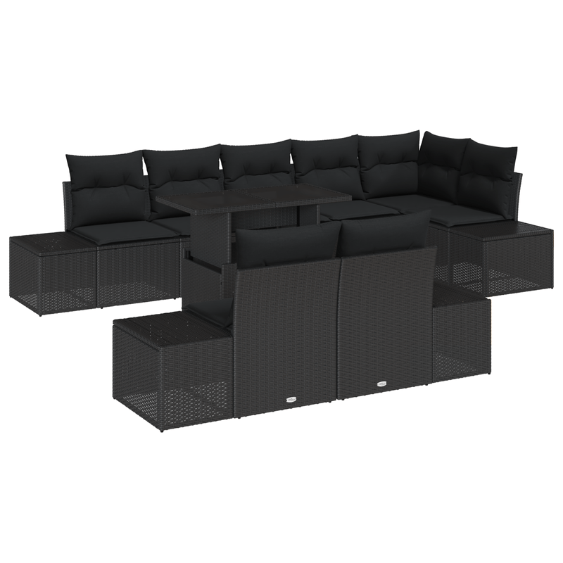 Casa si Gradina - Gradina si terasa - Mobilier exterior - Canapele si fotolii gradina - Set de canapele de gradina din 9 piese cu perne din poliratan negru - Infinity.ro