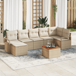 Casa si Gradina - Gradina si terasa - Mobilier exterior - Canapele si fotolii gradina - Set canapea de gradina  8 piese cu perne bej ratan polimeric acacia - Infinity.ro