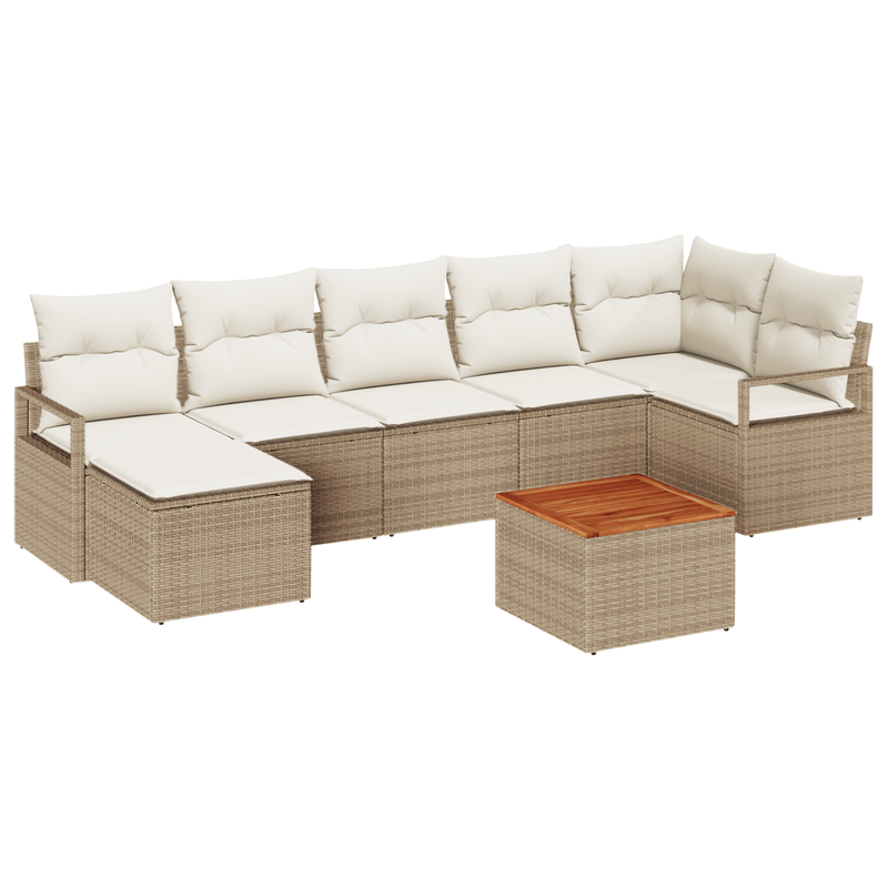 Casa si Gradina - Gradina si terasa - Mobilier exterior - Canapele si fotolii gradina - Set canapea de gradina  8 piese cu perne bej ratan polimeric acacia - Infinity.ro