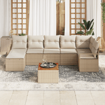 Casa si Gradina - Gradina si terasa - Mobilier exterior - Canapele si fotolii gradina - Set canapea de gradina  8 piese cu perne bej ratan polimeric acacia - Infinity.ro