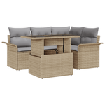 Casa si Gradina - Gradina si terasa - Mobilier exterior - Canapele si fotolii gradina - Set canapea gradina  5 piese cu perne Bej Ratan Polimer - Infinity.ro