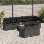 Casa si Gradina - Gradina si terasa - Mobilier exterior - Canapele si fotolii gradina - Set de canapea de gradina  9 piese cu perne si rattan polimer negru acacia - Infinity.ro
