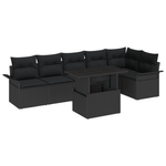 Casa si Gradina - Gradina si terasa - Mobilier exterior - Canapele si fotolii gradina - Set canapea de gradina  cu 7 piese si perne Negru Poliratan - Infinity.ro