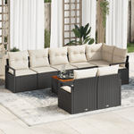 Casa si Gradina - Gradina si terasa - Mobilier exterior - Canapele si fotolii gradina - Set de Canapea pentru Gradina  9 Piese cu Perne Ratan Poli Negru Acacia - Infinity.ro