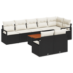 Casa si Gradina - Gradina si terasa - Mobilier exterior - Canapele si fotolii gradina - Set de Canapea pentru Gradina  9 Piese cu Perne Ratan Poli Negru Acacia - Infinity.ro