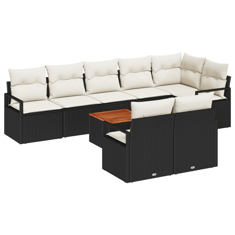 Casa si Gradina - Gradina si terasa - Mobilier exterior - Canapele si fotolii gradina - Set de Canapea pentru Gradina  9 Piese cu Perne Ratan Poli Negru Acacia - Infinity.ro