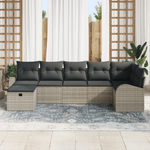 Casa si Gradina - Gradina si terasa - Mobilier exterior - Canapele si fotolii gradina - Set canapea de gradina 7 bucati cu perne Gri deschis ratan poliester - Infinity.ro