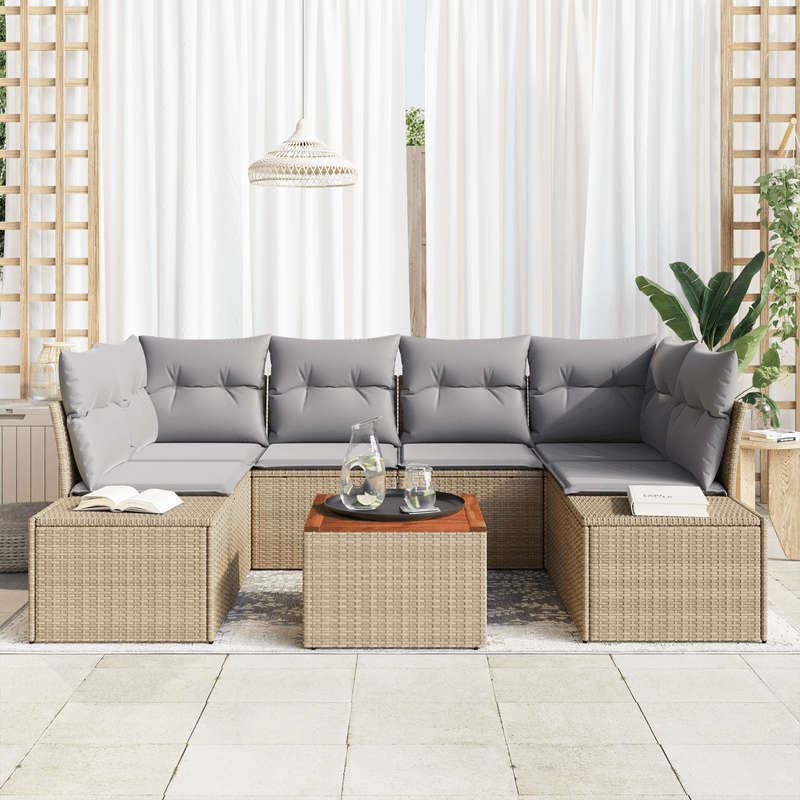Casa si Gradina - Gradina si terasa - Mobilier exterior - Canapele si fotolii gradina - Set de canapele de gradina cu perne Bej din ratan poli Acacia - Infinity.ro