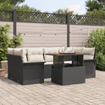 Casa si Gradina - Gradina si terasa - Mobilier exterior - Canapele si fotolii gradina - Set 7 piese canapea gradina  cu perne Negru Ratan Poli - Infinity.ro