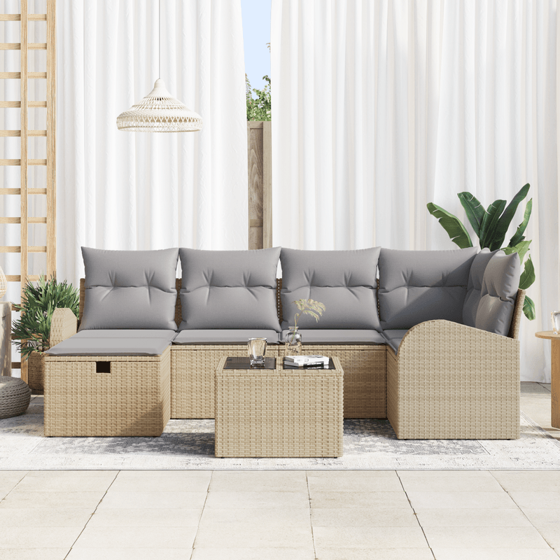Casa si Gradina - Gradina si terasa - Mobilier exterior - Canapele si fotolii gradina - Set de canapea pentru gradina cu perne bej din ratan poli - Infinity.ro